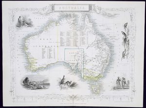 Australia, John Tallis und Co., Lontoo ja New York, 1850-luvulla julkaisemasta World Maps -sarjasta